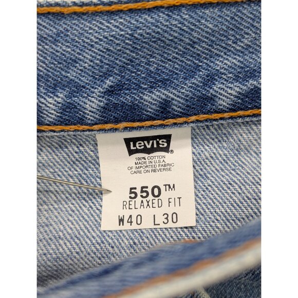 Vintage Levis 550 Relaxed Fit Jeans Mens 40X30 Light Wash Dad 90s Y2K Denim Blue - Picture 14 of 15